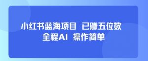 小红书蓝海项目，全程AI，操作简单，已挣五位数-泱泱学习社