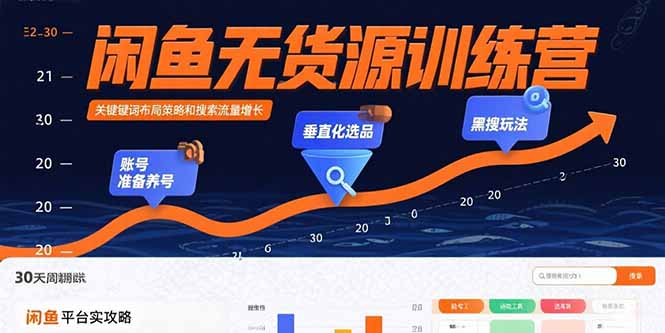 闲鱼无货源训练营：账号准备养号/垂直化选品/黑搜玩法，0基础30天盈利指南-泱泱学习社