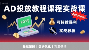 AD投放教程课程实战课，实现广告ROI300%+可持续暴利-泱泱学习社