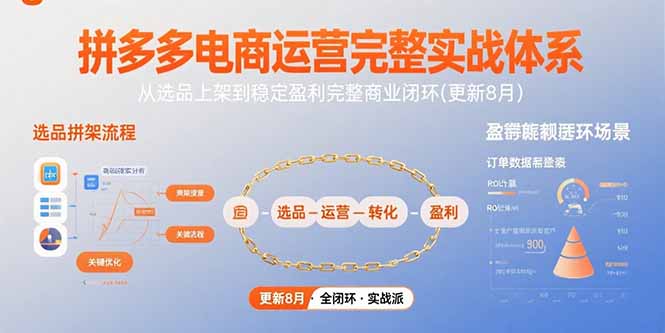 拼多多电商运营完整实战体系，从选品上架到稳定盈利完整商业闭环(更新8月-泱泱学习社