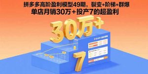 拼多多高阶盈利模型49期，裂变+阶梯+群爆  单店月销30万+投产7的超盈利-泱泱学习社