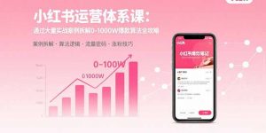小红书运营体系课：通过大量实战案例拆解0-1000W爆款算法全攻略-泱泱学习社