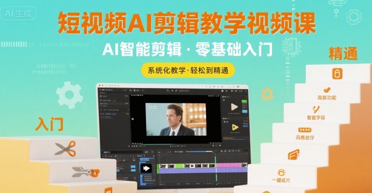 短视频AI剪辑教学视频课，入门到精通-泱泱学习社