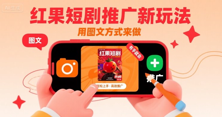 红果短剧推广新玩法，用图文方式来做，有手就会-泱泱学习社