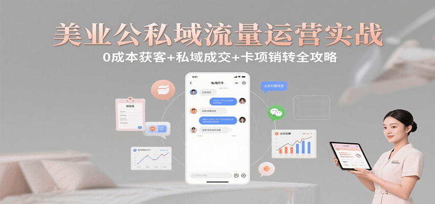 美业公私域流量运营实战：0成本获客+私域成交+卡项销转全攻略-泱泱学习社