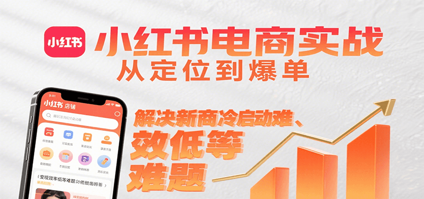 小红书电商实战，从定位到爆单解决新商冷启动难、变现效率低等难题-泱泱学习社