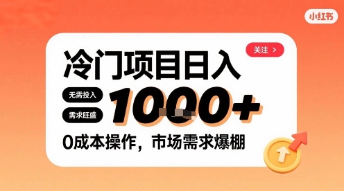 在小红书上发现个冷门路子，需求不小，零成本操作，每天能有1k进账-泱泱学习社