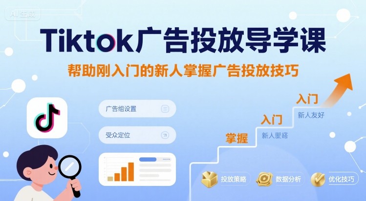Tiktok广告投放导学课，帮助刚入门的新人掌握广告投放技巧-泱泱学习社