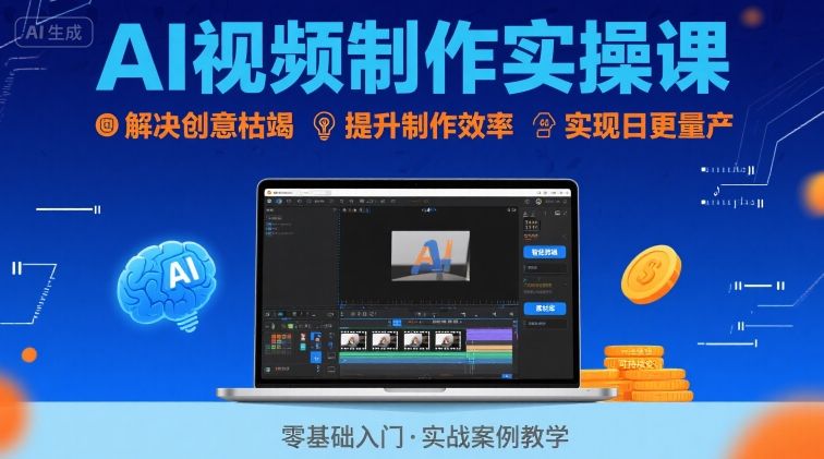 Ai视频制作实操课，解决创意枯竭、效率低下痛点，实现日更量产可持续变现-泱泱学习社