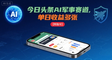 今日头条AI军事赛道，单日收益多张 ，手机可做【附指令】-泱泱学习社