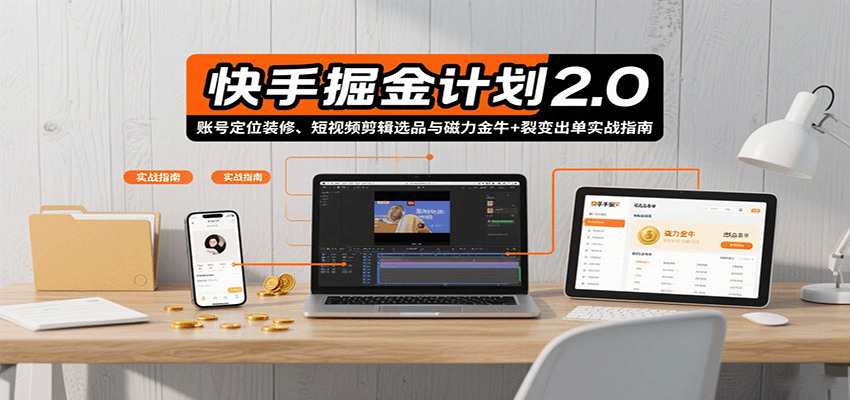 图片[1]-快手掘金计划2.0，账号定位装修、短视频剪辑选品与磁力金牛+裂变出单实战指南-泱泱学习社