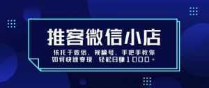 推客微信小店依托于微信、视频号，手把手教你如何快速变现 轻松日入1k+【揭秘】-泱泱学习社