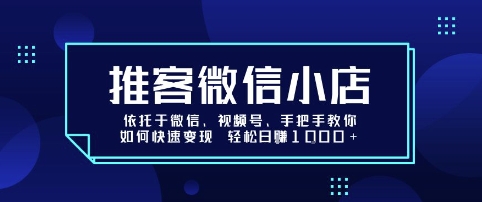 推客微信小店依托于微信、视频号，手把手教你如何快速变现 轻松日入1k+【揭秘】-泱泱学习社