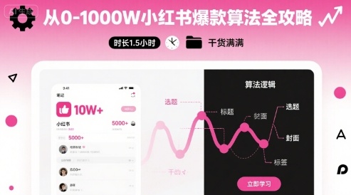 从0-1000W小红书爆款算法全攻略，时长1.5小时，干货满满-泱泱学习社