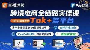 跨境电商线上课，TikTok 直播运营 + 多平台账号注册 + PayPal 万里汇实操教程-泱泱学习社