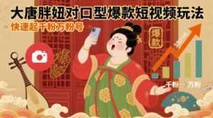 大唐胖妞对口型爆款短视频玩法，快速起千粉万粉号-泱泱学习社