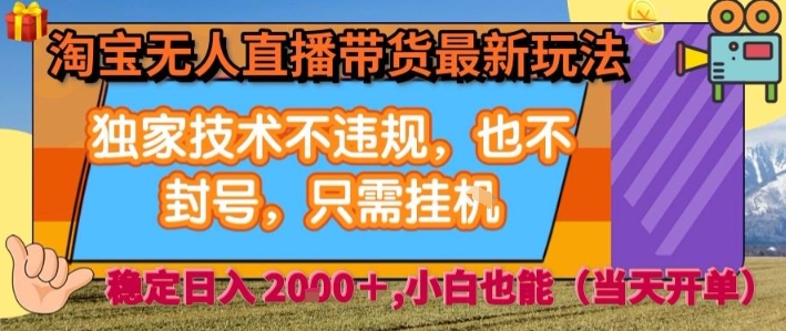 淘宝无人直播带货最新玩法，独家技术不违规，也不封号，全自动运行，只需挂着，  稳定日入2k【揭秘】-泱泱学习社