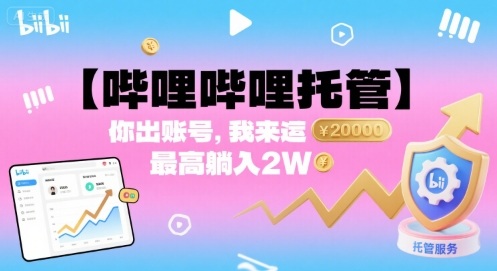 【哔哩哔哩托管】你出账号，我来运营，最高躺入2W【揭秘】-泱泱学习社