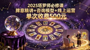 2025塔罗师必修课，牌意精讲+咨询模型+线上运营，单次收费500元-泱泱学习社