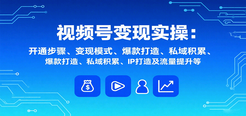 视频号变现实操，含开通步骤、变现模式、爆款打造、私域积累、IP打造及流量提升等-泱泱学习社
