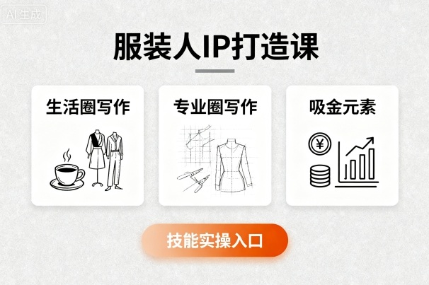 服装人IP打造课，文案创富+生活圈写作+专业圈写作+服装人专属+吸金元素+技能实操-泱泱学习社