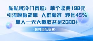 私域冷门赛道单个收费198米引流模板简单人群精准 45%的转化率单人一天大概收益多张-泱泱学习社