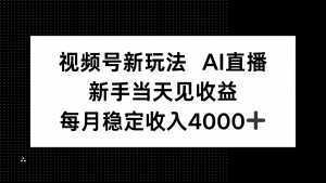 视频号新玩法AI直播，新手小白当天见收益，月入4000+-泱泱学习社