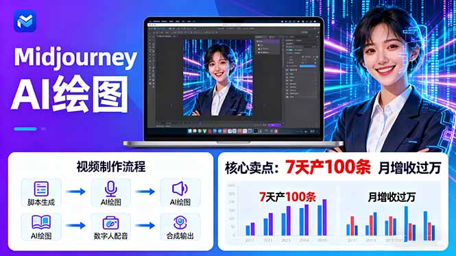 AI绘图照片开口说话视频制作：Midjourney+数字人，7天产100条月增收过万-泱泱学习社