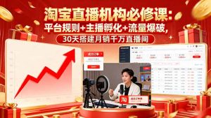 淘宝直播机构必修课：平台规则/主播孵化/流量爆破,30天搭建月销千万直播间-泱泱学习社