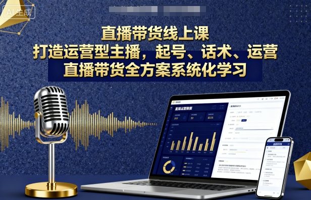 直播带货线上课，打造运营型主播，起号、话术、运营，直播带货全方案系统化学习-泱泱学习社
