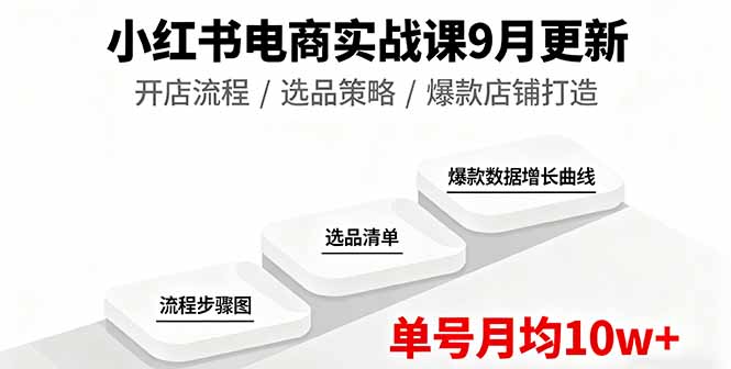 小红书电商实战课9月更新，开店流程/选品策略/爆款店铺打造，单号月均10w+-泱泱学习社