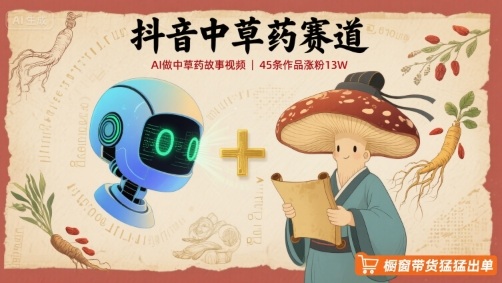 抖音中草药赛道，用AI做中草药故事视频，45条作品涨粉13W，橱窗带货猛猛出单-泱泱学习社