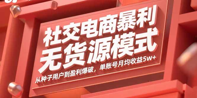 社交电商暴利无货源模式：从种子用户到盈利爆破，单账号月均收益5w+-泱泱学习社
