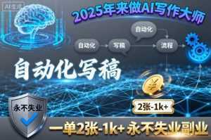 2025年来做AI写作大师，自动化写稿，一单2张-1k+，永不失业副业-泱泱学习社