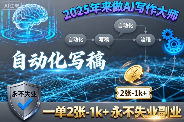 2025年来做AI写作大师，自动化写稿，一单2张-1k+，永不失业副业-泱泱学习社