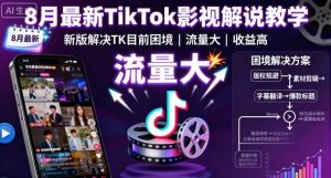 8月最新TikTok影视解说教学，新版解决TK目前困境，流量大，收益高-泱泱学习社