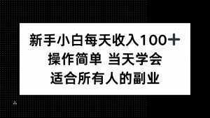 新手小白每天收入100+，操作简单 当天学会 ，适合所有人的副业-泱泱学习社