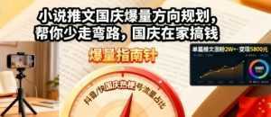 小说推文国庆爆量方向规划，帮你少走弯路，国庆在家搞钱-泱泱学习社
