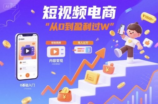 短视频电商：短视频变现从0到盈利过W-泱泱学习社