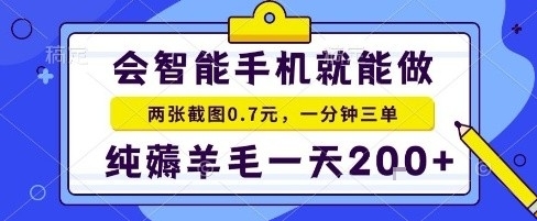 手机项目，二十秒一单，纯薅羊毛一天2张+做就有【揭秘】-泱泱学习社
