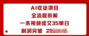AI收徒项目全流程拆解一条视频成交35单日利润突破1k+-泱泱学习社
