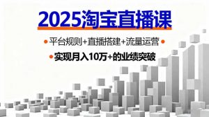 2025淘宝直播课，平台规则+直播搭建+流量运营，首播GMV破3万-泱泱学习社