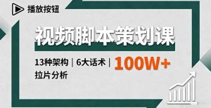 视频脚本策划课，13种架构、6大话术、拉片分析，单条播放百万+-泱泱学习社