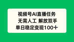 视频号AI直播任务，无需人工，解放双手，当天变现100+-泱泱学习社