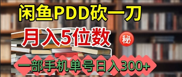 闲鱼PDD砍一刀，一部手机就可以操作，单号日入3张-泱泱学习社