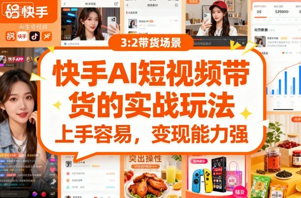 快手ai短视频带货的实战玩法，上手容易，变现能力强-泱泱学习社