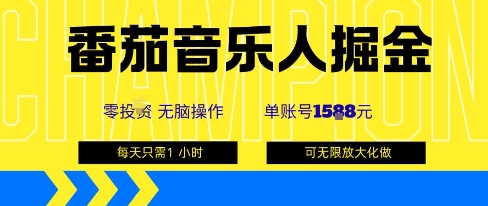 番茄音乐人掘金，单账号最高可撸1k+，可无限矩阵去做，零投入-泱泱学习社