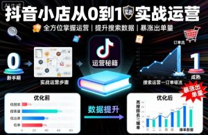 抖音小店从0到1实战运营，帮你全方位掌握小店运营，提升搜索数据与出单量-泱泱学习社