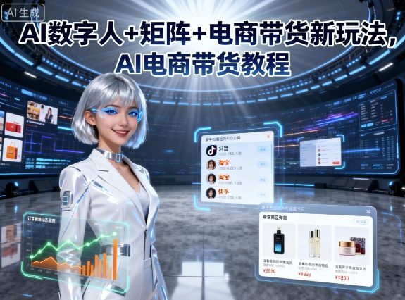 AI数字人+矩阵+电商带货新玩法，AI电商带货教程-泱泱学习社