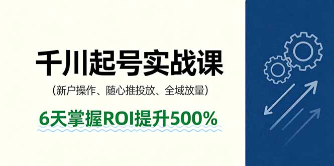 抖音千川起号实战课，新户操作,随心推投放,全域放量，6天掌握ROI提升500%-泱泱学习社